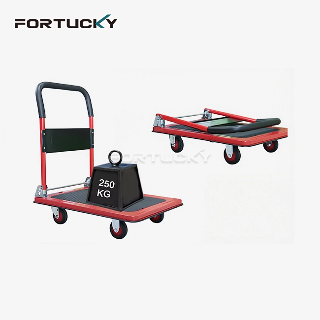 Foldable platform hand truck trolley